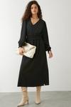 Dorothy Perkins Tall Black Shirred Waist Midi Dress thumbnail 1