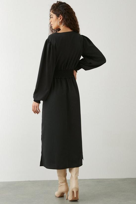 Dorothy Perkins Tall Black Shirred Waist Midi Dress 3