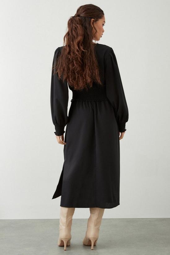 Dorothy Perkins Petite Black Shirred Waist Midi Dress 3