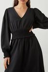 Dorothy Perkins Petite Black Shirred Waist Midi Dress thumbnail 4