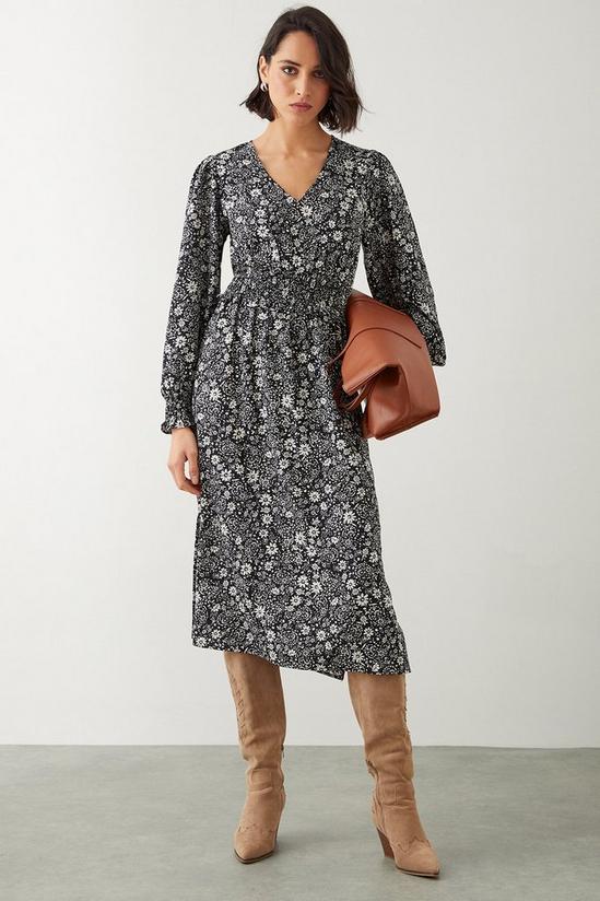 Dorothy Perkins Black Paisley Shirred Waist Midi Dress 2