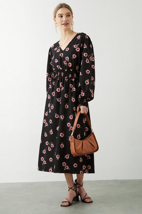 Dorothy Perkins Pink Spaced Floral Shirred Waist Midi Dress 2