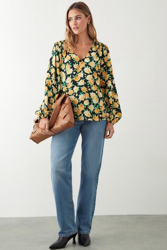 Dorothy Perkins Yellow Floral Shirred Detail Blouse 2