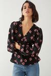 Dorothy Perkins Red Floral Button Tea Blouse thumbnail 1