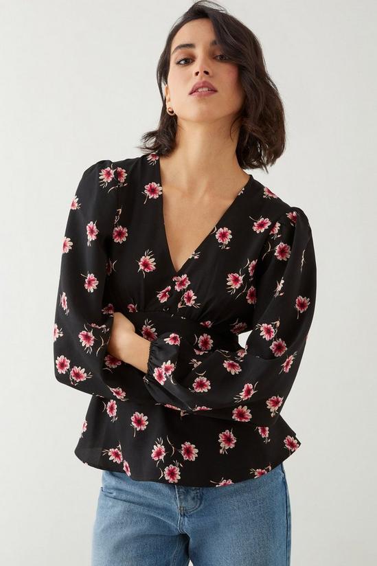 Dorothy Perkins Red Floral Button Tea Blouse 1