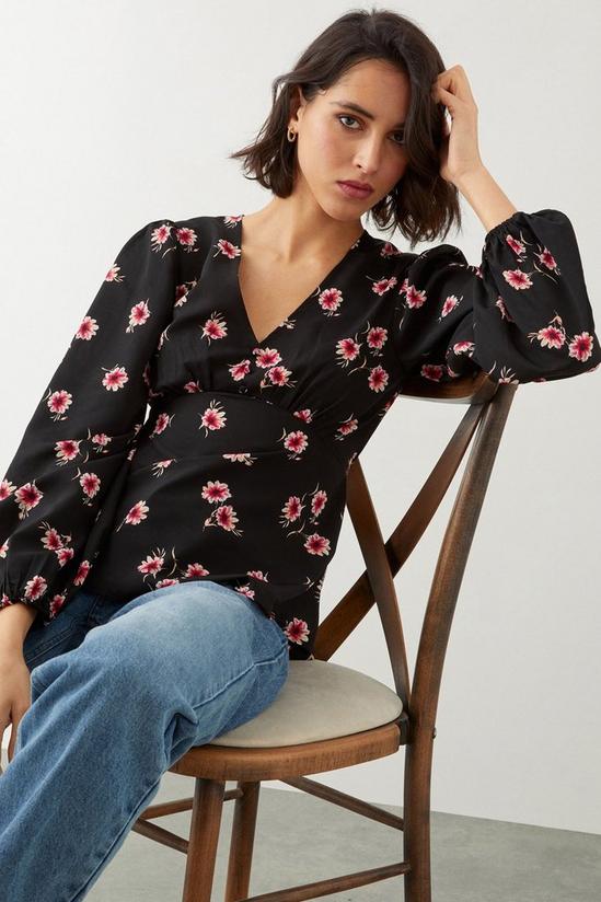 Dorothy Perkins Red Floral Button Tea Blouse 4