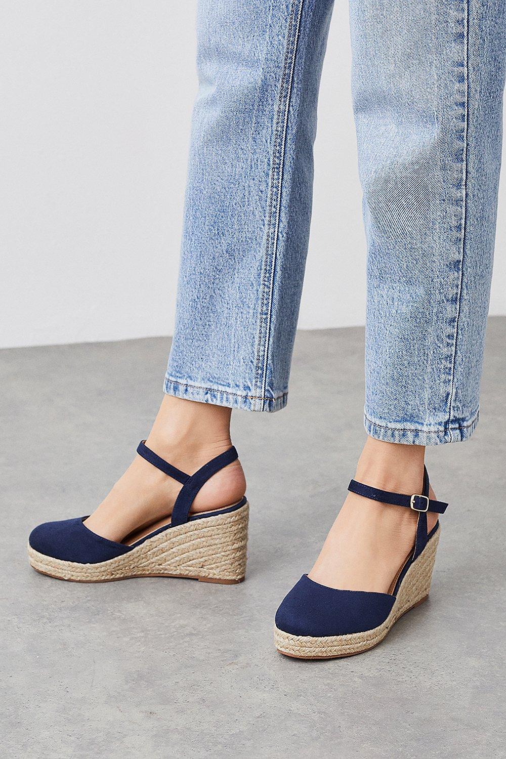Image of Womens Wide Fit Rumor Closed Toe Wedges