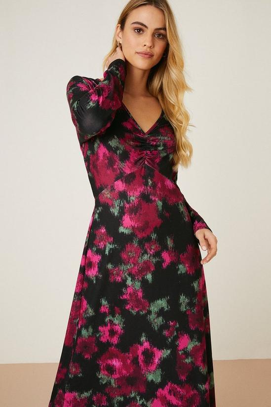Dorothy Perkins Blurred Floral Ruched Front Midi Dress 5