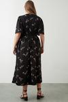 Dorothy Perkins Curve Purple Spaced Floral Button Front Midi Dress thumbnail 3