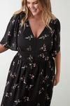 Dorothy Perkins Curve Purple Spaced Floral Button Front Midi Dress thumbnail 4