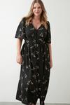 Dorothy Perkins Curve Purple Spaced Floral Button Front Midi Dress thumbnail 5