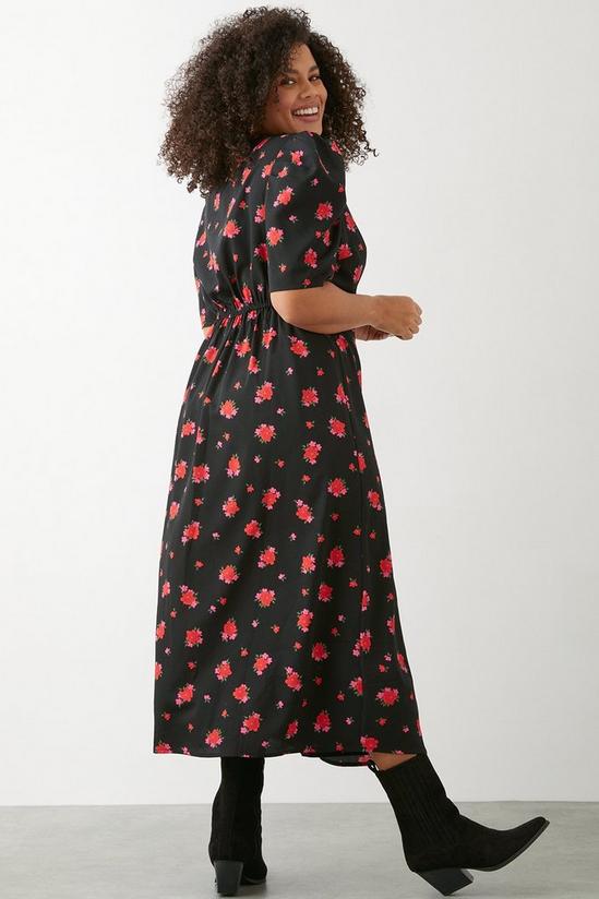 Dorothy Perkins Curve Black Floral Wrap Midi Dress 3