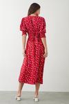 Dorothy Perkins Tall Red Ditsy Floral Shirred Cuff Midi Dress thumbnail 3