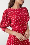 Dorothy Perkins Tall Red Ditsy Floral Shirred Cuff Midi Dress thumbnail 4