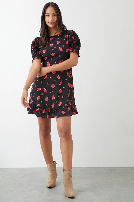 Dorothy Perkins Black Floral Ruffle Hem Mini Dress 2