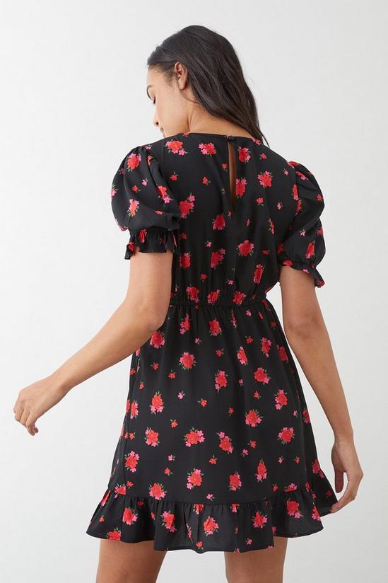 Dorothy Perkins Black Floral Ruffle Hem Mini Dress 3