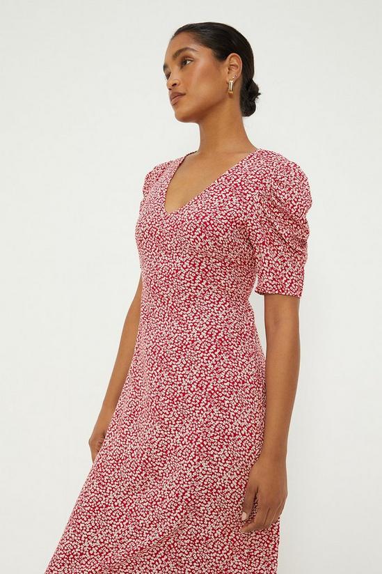 Dorothy Perkins Red Ditsy Floral Puff Sleeve Midi Dress 2