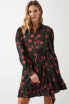 Dorothy Perkins Black Spot Floral Belted Mini Shirt Dress thumbnail 1