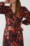 Dorothy Perkins Leopard Print Long Sleeve Wrap Collar Midi Dress thumbnail 4
