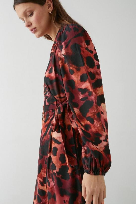 Dorothy Perkins Leopard Print Long Sleeve Wrap Collar Midi Dress 5
