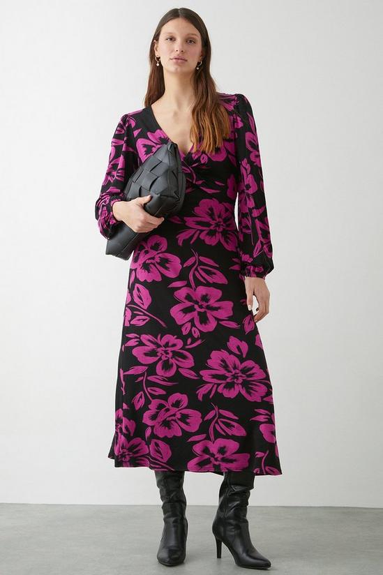Dorothy Perkins Pink Floral Print Twist Front Midi Dress 2