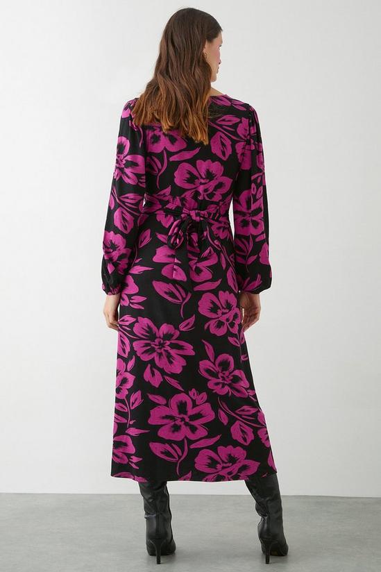 Dorothy Perkins Pink Floral Print Twist Front Midi Dress 3