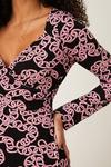 Dorothy Perkins Pink Chain Long Sleeve Wrap Midi Dress thumbnail 4
