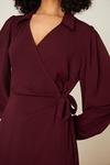 Dorothy Perkins Berry Long Sleeve Wrap Collar Midi Dress thumbnail 4