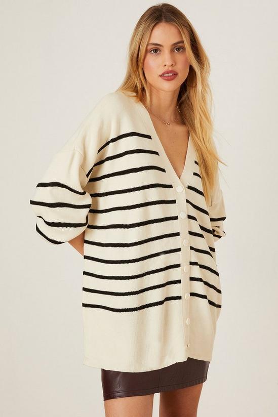 Dorothy Perkins Striped Button Through Oversized Cardigan 1