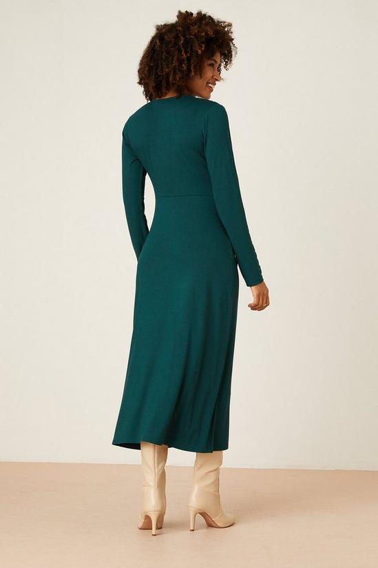 Dorothy Perkins Green Ruched Front Long Sleeve Midi Dress 3