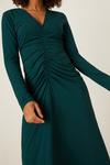 Dorothy Perkins Green Ruched Front Long Sleeve Midi Dress thumbnail 4