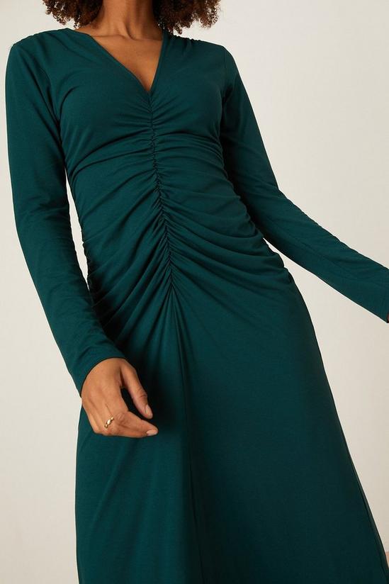 Dorothy Perkins Green Ruched Front Long Sleeve Midi Dress 4