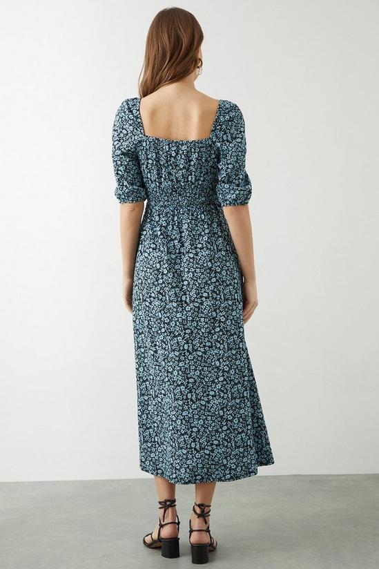 Dorothy Perkins Ditsy Floral Shirred Waist Puff Sleeve Midi Dress 3