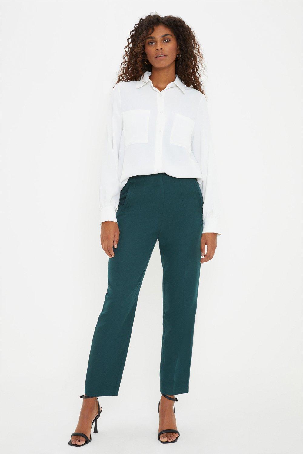 Women’s Luxe High Waist Slim Leg Trouser - green - 20