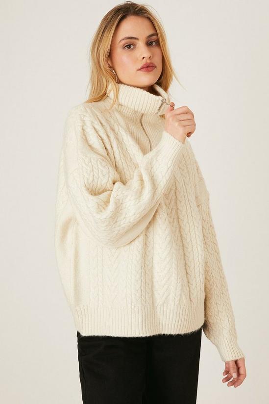 Dorothy Perkins Half Zip Cable Detail Knitted Jumper 2