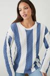 Dorothy Perkins Tall Stripe Cable Knitted Jumper thumbnail 1