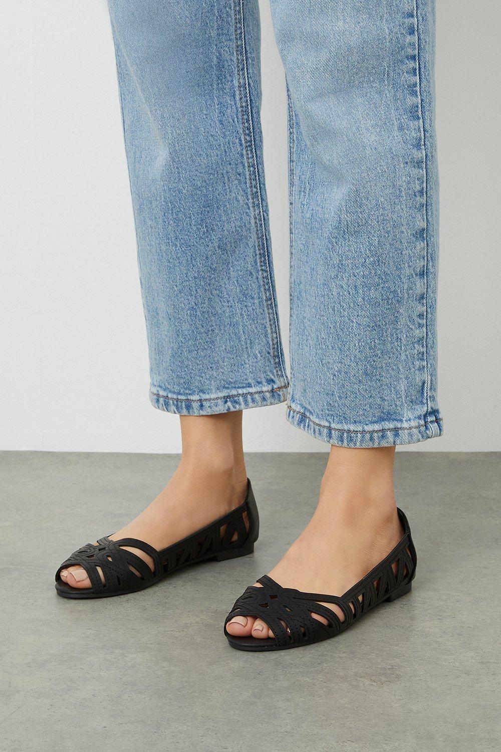 Blue peep sale toe flats