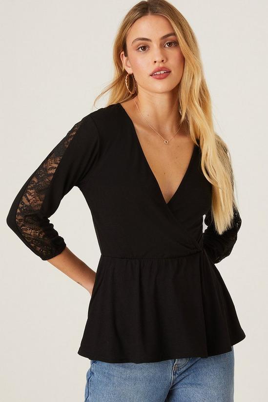Dorothy Perkins Wrap Detail Lace Insert Top 1
