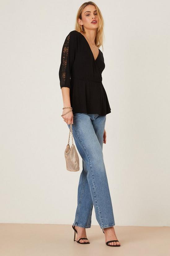 Dorothy Perkins Wrap Detail Lace Insert Top 2