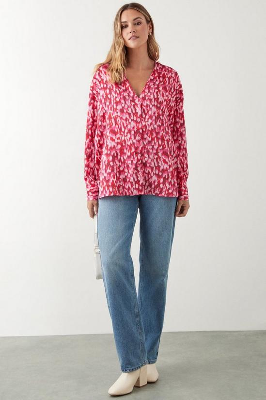 Dorothy Perkins Pink Abstract Collarless Shirt 2