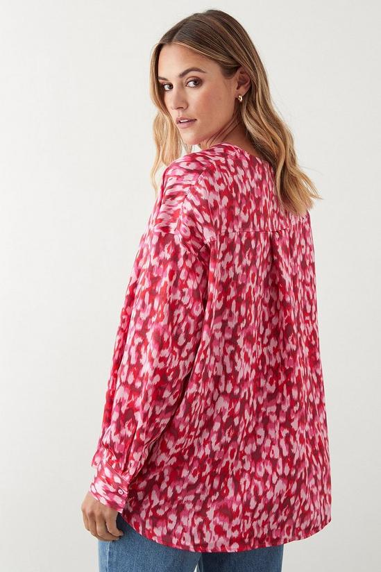 Dorothy Perkins Pink Abstract Collarless Shirt 3