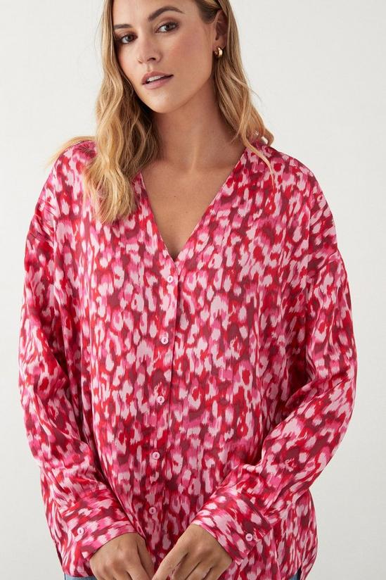 Dorothy Perkins Pink Abstract Collarless Shirt 4