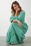 Dorothy Perkins Green Gingham Shirred Midi Dress thumbnail 5