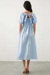 Dorothy Perkins Petite Blue Poplin Ruched Midi Dress thumbnail 3