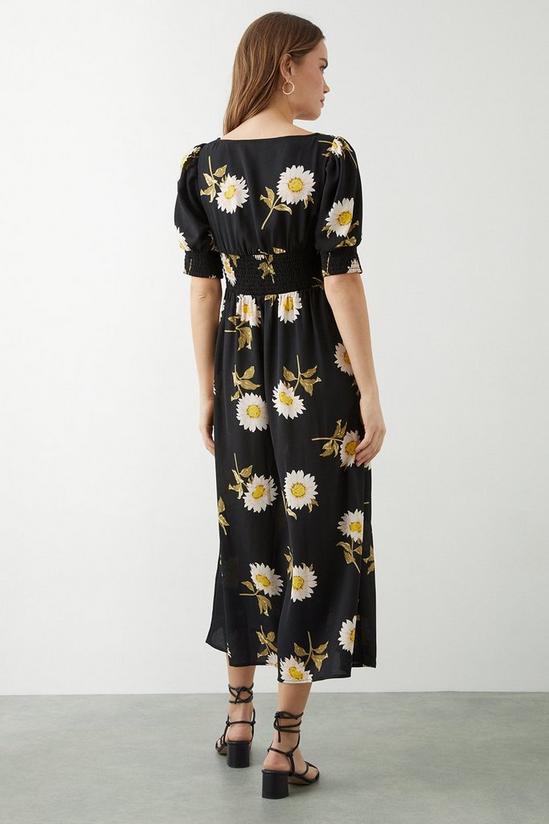 Dorothy Perkins Black Large Floral Button Through Midi Dress 3