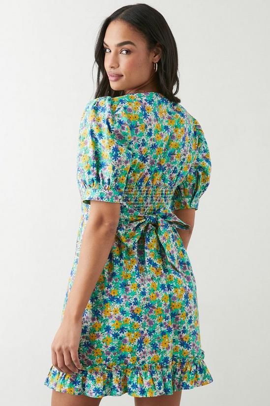 Dorothy Perkins Multi Print Poplin Ruffle Hem Mini Dress 3