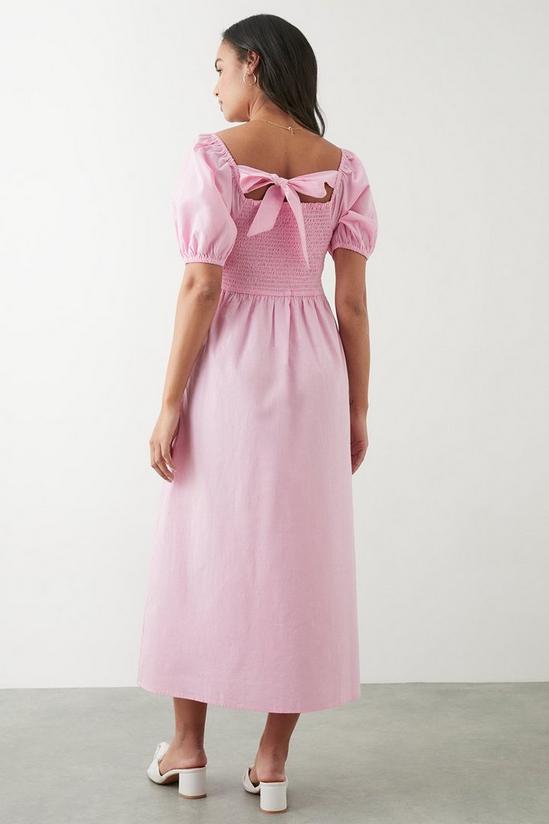 Dorothy Perkins Pink Ruched Bust Poplin Midi Dress 3