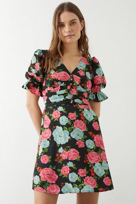 Dorothy Perkins Large Floral Button Front Mini Dress 1