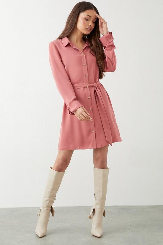 Dorothy Perkins Petite Rose Pink Mini Shirt Dress 2