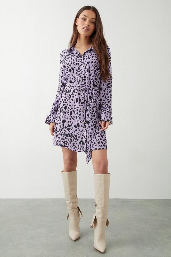 Dorothy Perkins Petite Lilac Print Mini Shirt Dress 2